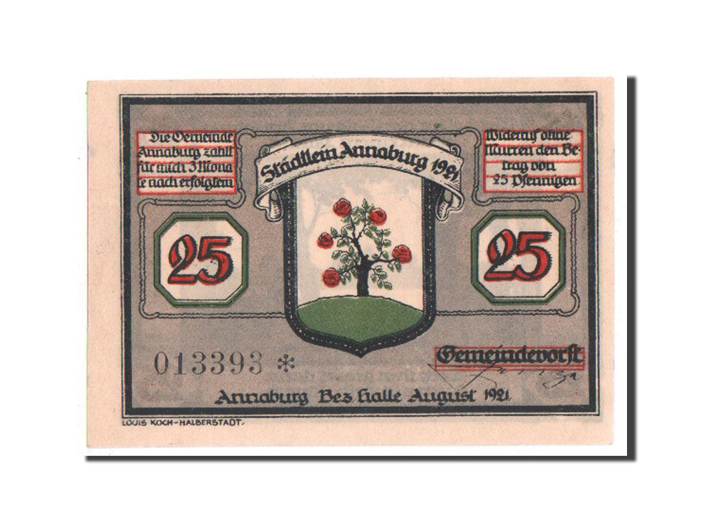 Banknote, Germany, Annaburg Stadt, 25 Pfennig, 1921, 1921-08-01, UNC(64)