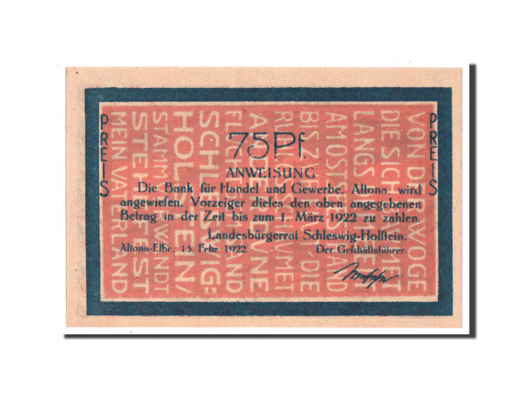 Banknote, Germany, Altona, 75 Pfennig, 1922, UNC(63), Mehl:29.2