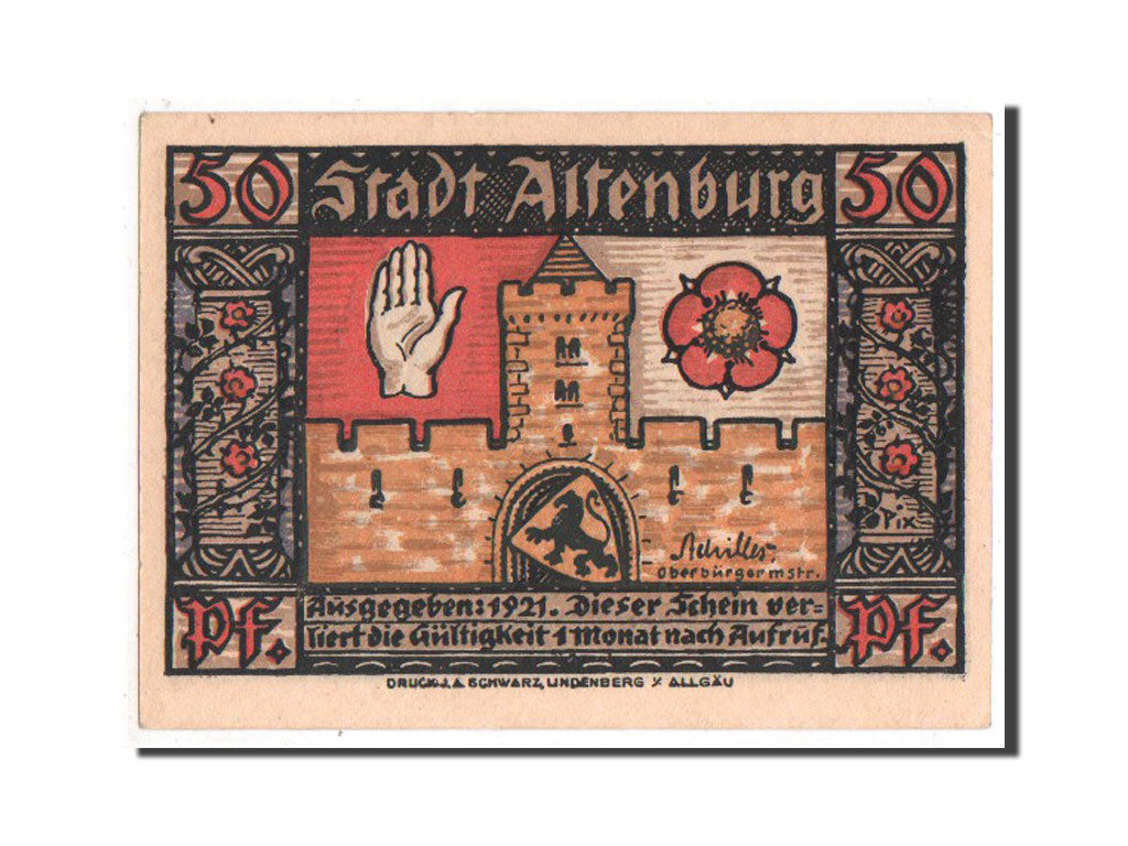 Billet, Allemagne, Sachsen-Altenburg, 50 Pfennig, 1921, SPL+, Mehl:21.1a