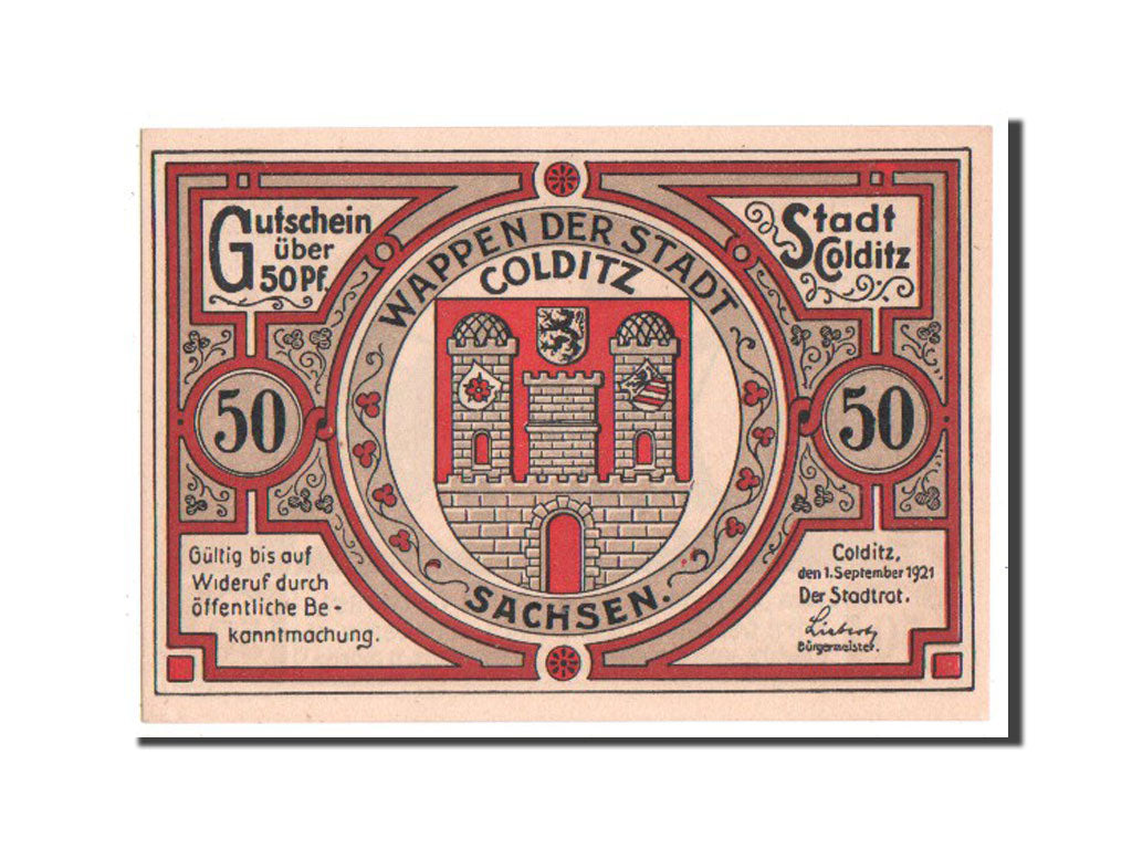 Banknote, Germany, Colditz Stadt, 50 Pfennig, 1921, UNC(65-70), Mehl:239.1