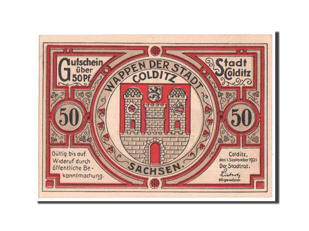 Banknote, Germany, Colditz Stadt, 50 Pfennig, 1921, UNC(65-70), Mehl:239.1