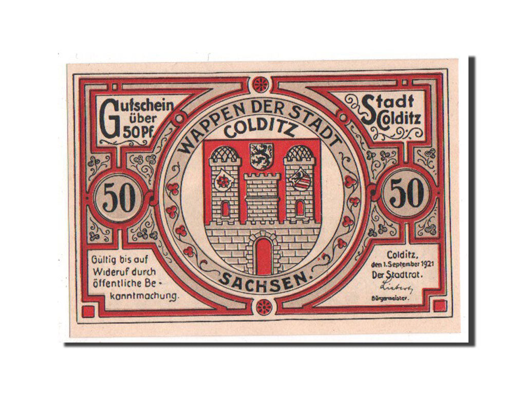 Banknote, Germany, Colditz Stadt, 50 Pfennig, 1921, UNC(65-70), Mehl:239.1