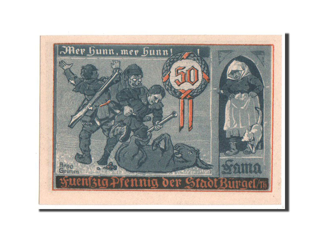 Billet, Allemagne, Burgel Stadt, 50 Pfennig, 1921, SPL+, Mehl:201.1a