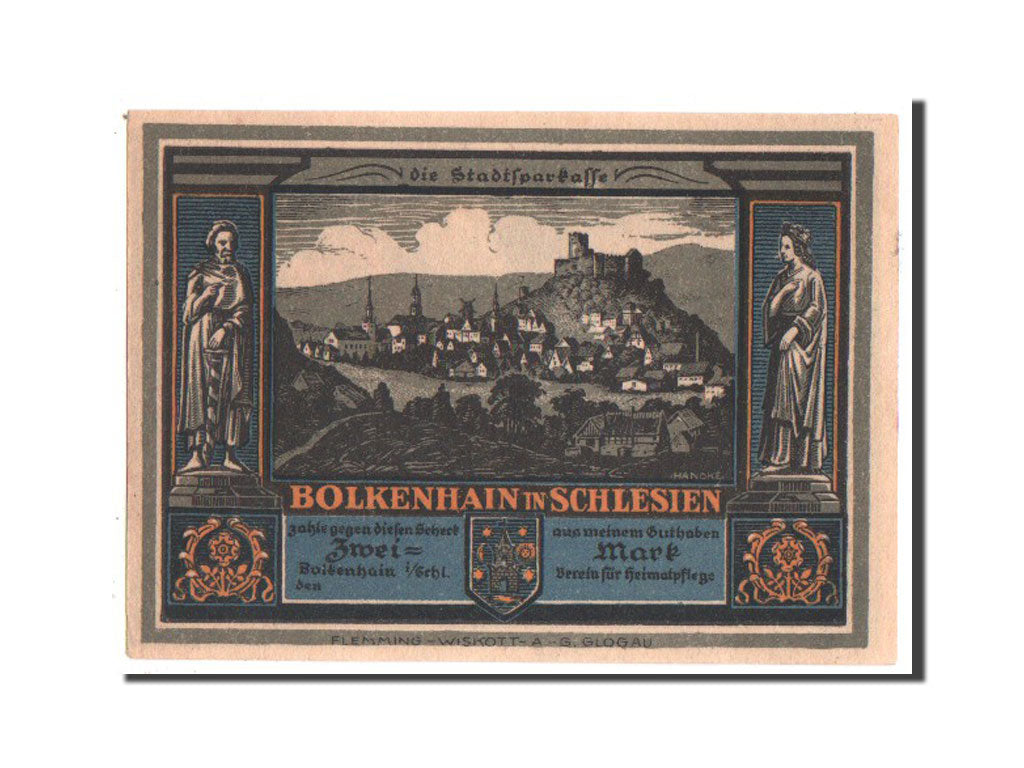 Germany, Bolkenhain, 2 Mark, 1922, UNC(63), Mehl #137.3