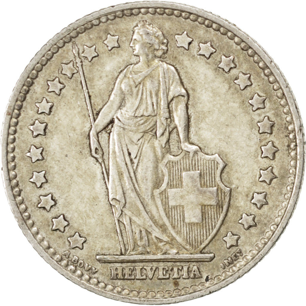 SWITZERLAND, Franc, 1952, Bern, KM #24, AU(50-53), Silver, 23.2, 5.02