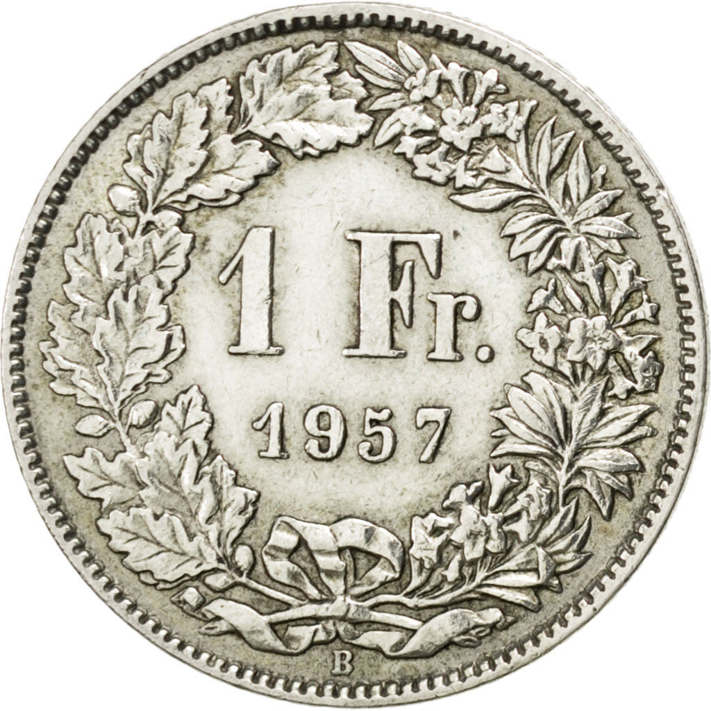 Svizzera, Franc, 1957, Bern, BB+, Argento, KM:24