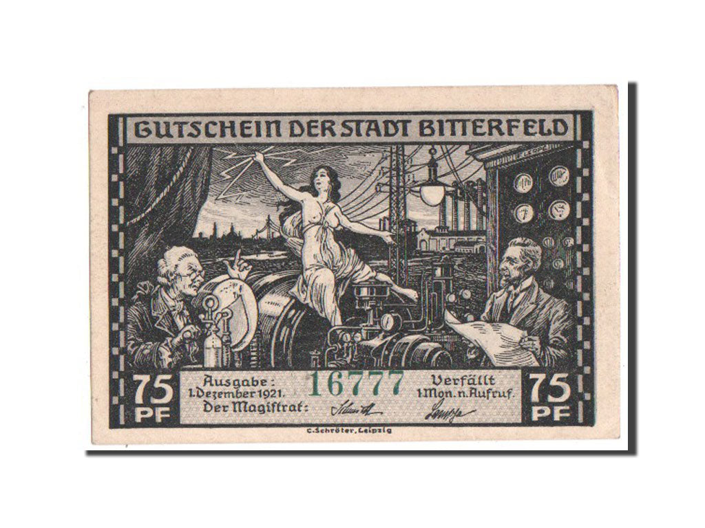 Banknote, Germany, Bitterfeld Stadt, 75 Pfennig, 1921, UNC(60-62), Mehl:111.4