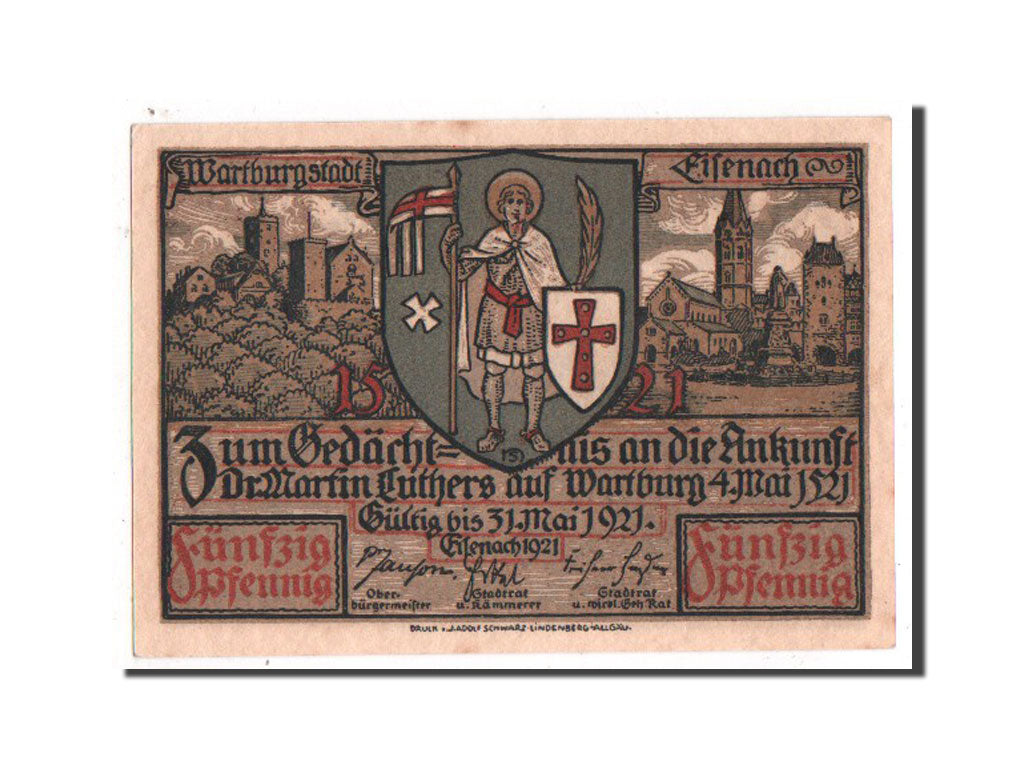 Banknote, Germany, Eisenach Stadt, 50 Pfennig, 1921, UNC(63), Mehl:320.2a