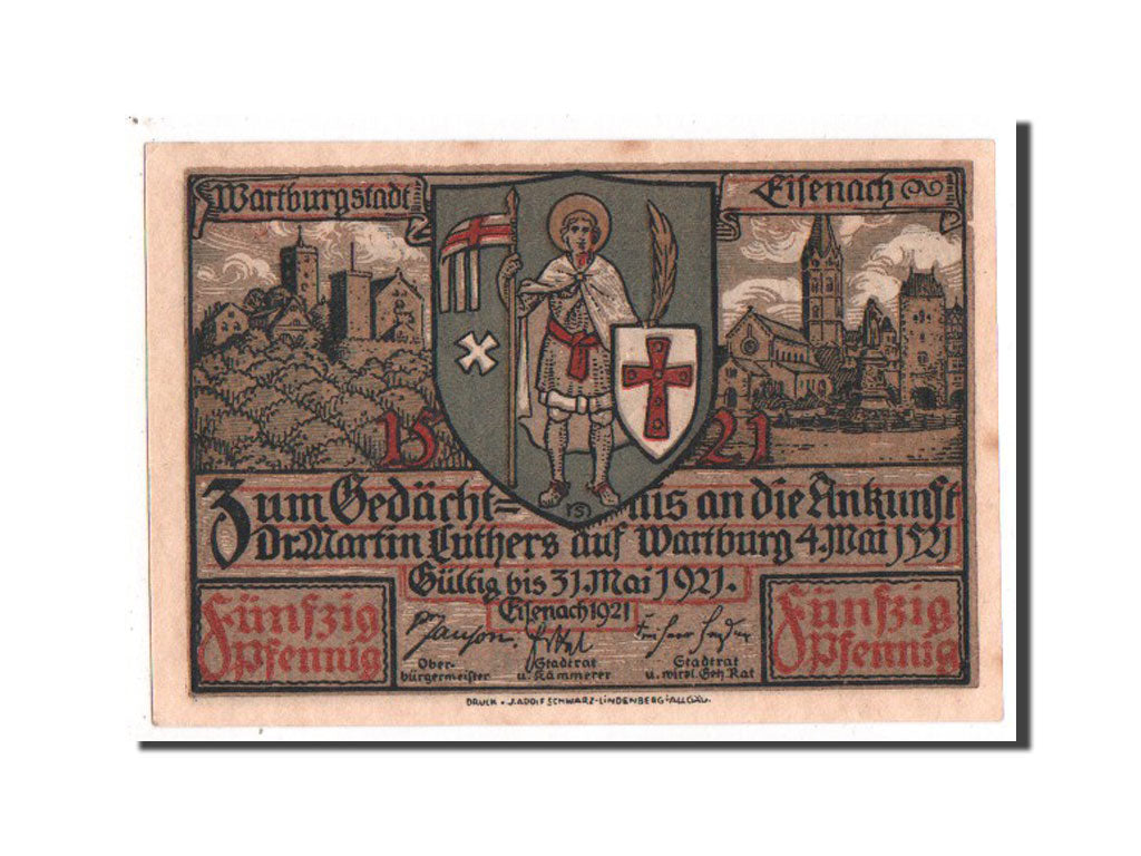 Banknote, Germany, Eisenach Stadt, 50 Pfennig, 1921, UNC(63), Mehl:320.2a