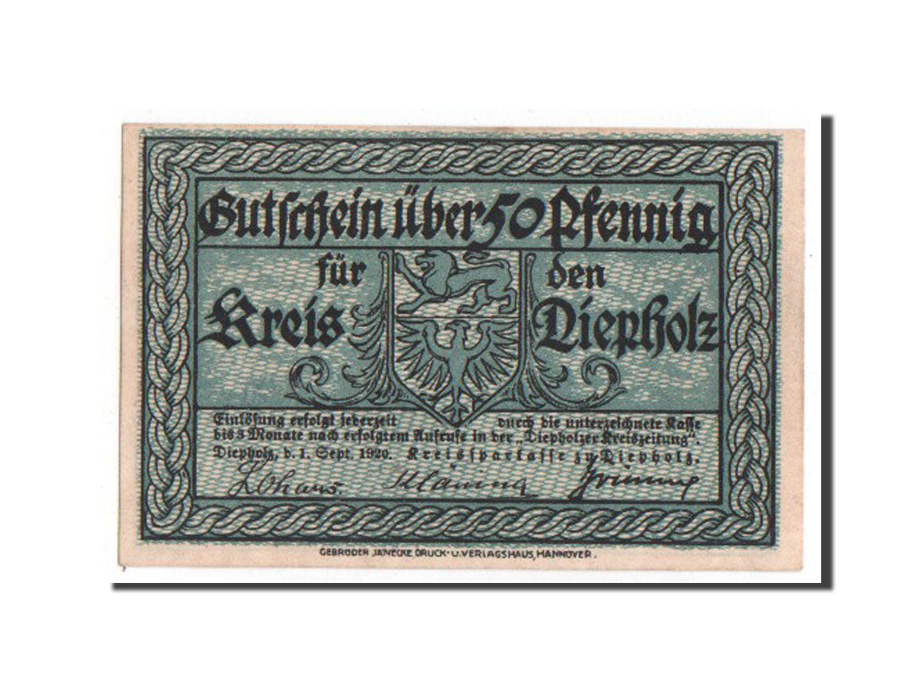 Germany, Diepholz, 50 Pfennig, 1920, UNC(63), Mehl #273.1