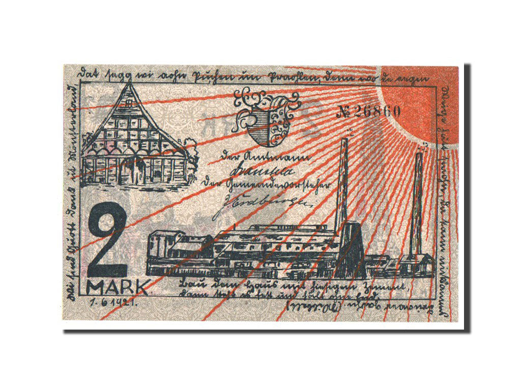 Germany, Westfalen, 2 Mark, 1921, UNC(63), Mehl #338