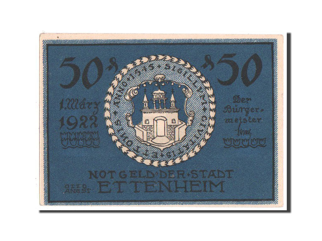 Banknote, Germany, Ettenheim Stadt, 50 Pfennig, 1922, UNC(63), Mehl:354.1