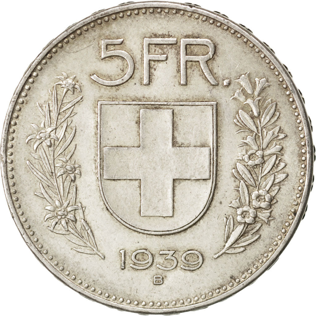 Suisse, Confédération helvétique, 5 Francs, 1939 B, Berne, KM 40