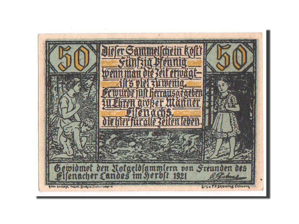 Banknote, Germany, Eisenach Stadt, 50 Pfennig, 1921, UNC(65-70), Mehl:318.2