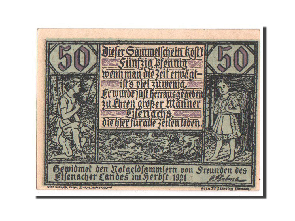 Banknote, Germany, Eisenach Stadt, 50 Pfennig, 1921, UNC(65-70), Mehl:318.2