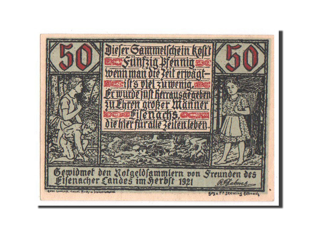 Banknote, Germany, Eisenach Stadt, 50 Pfennig, 1921, UNC(65-70), Mehl:318.2