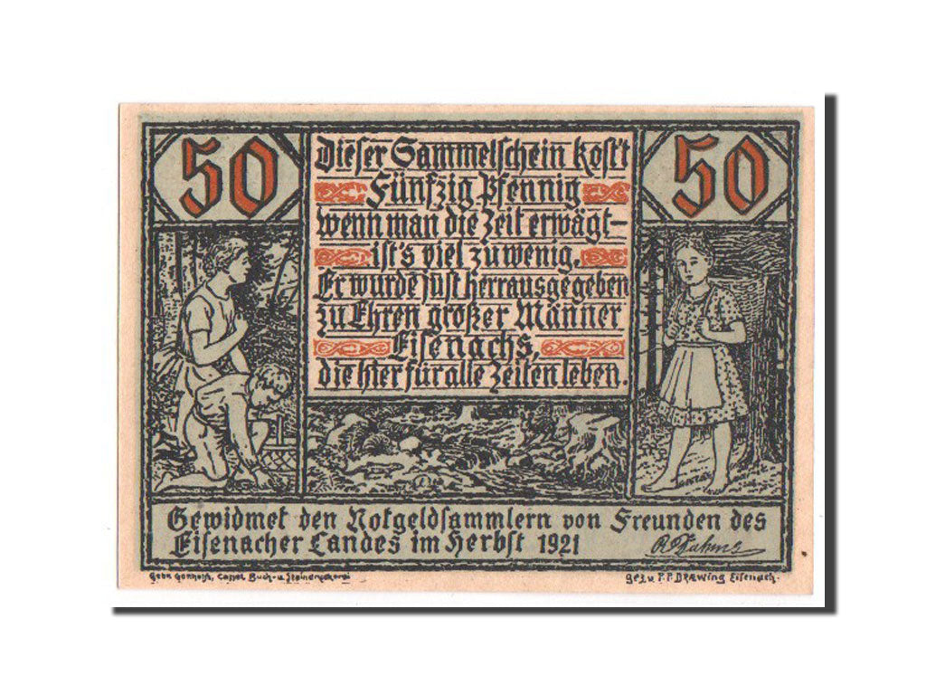 Banknote, Germany, Eisenach Stadt, 50 Pfennig, 1921, UNC(65-70), Mehl:318.2