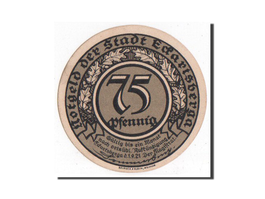 Banknote, Germany, Eckartsberga Thur. Stadt, 75 Pfennig, 1921, UNC(65-70)