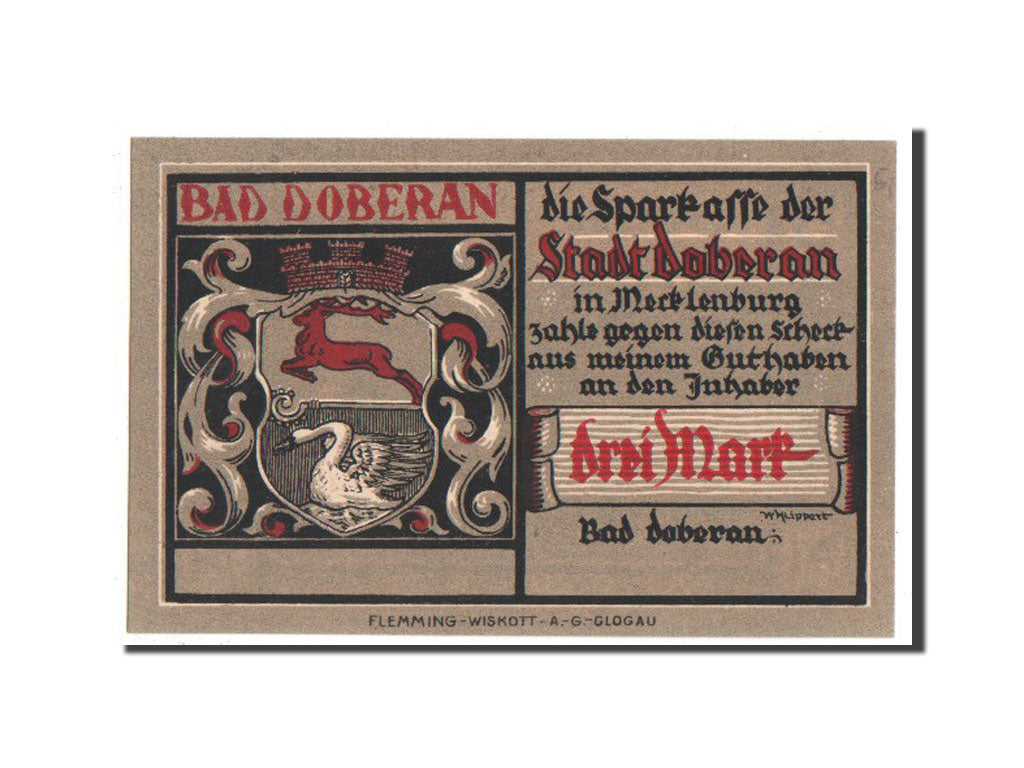 Germany, Doberan Bad, 3 Mark, 1922, UNC(63), Mehl #276.4c