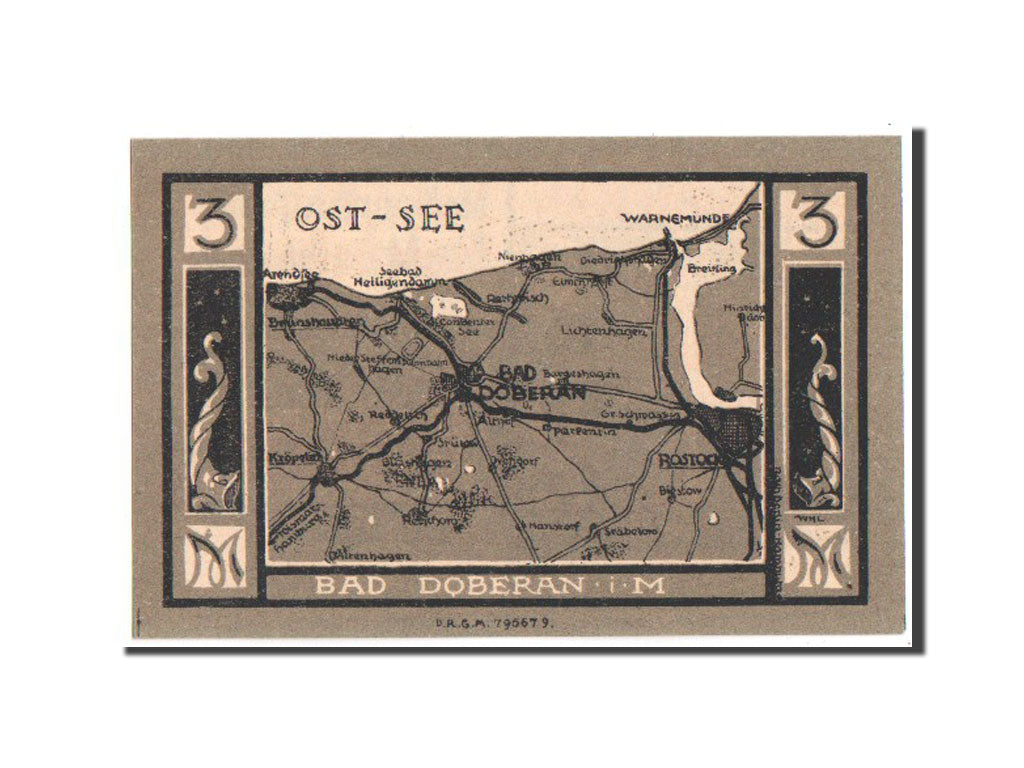 Germany, Doberan Bad, 3 Mark, 1922, UNC(63), Mehl #276.4c