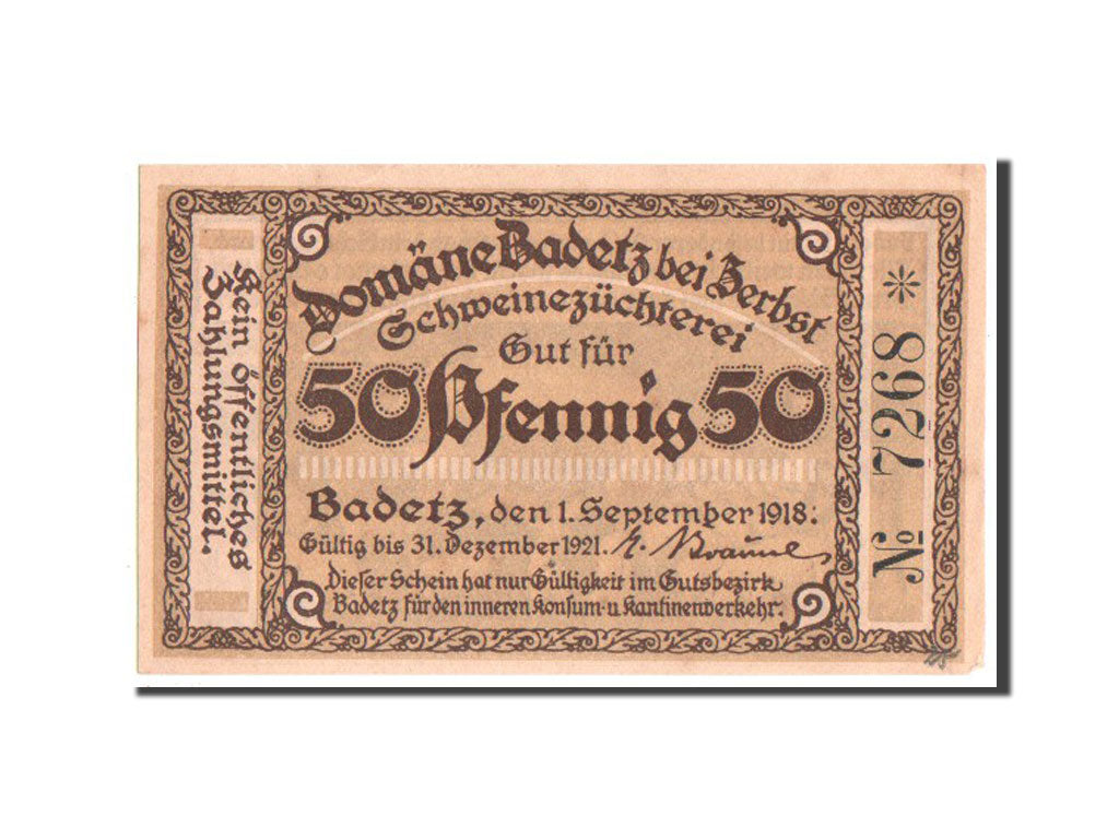 Germany, Badetz bei Zerbst Domane, 50 Pfennig, 1918, UNC(60-62), 7268, Mehl...
