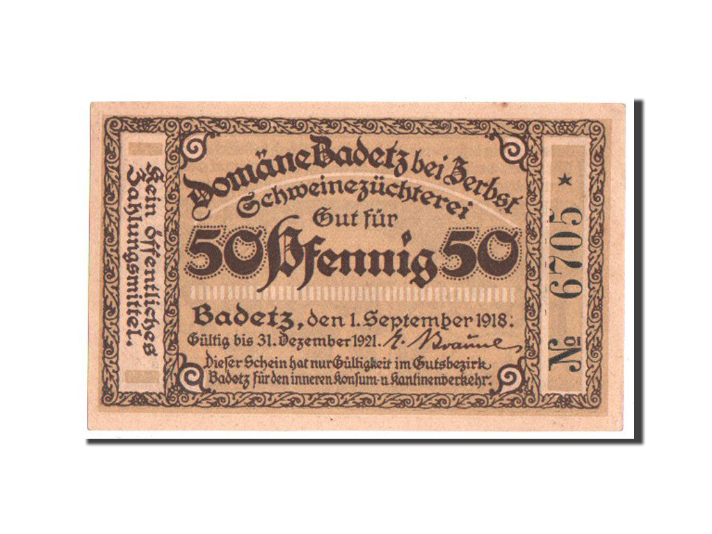 Germany, Badetz bei Zerbst Domane, 50 Pfennig, 1918, UNC(63), 6705, Mehl #59.1