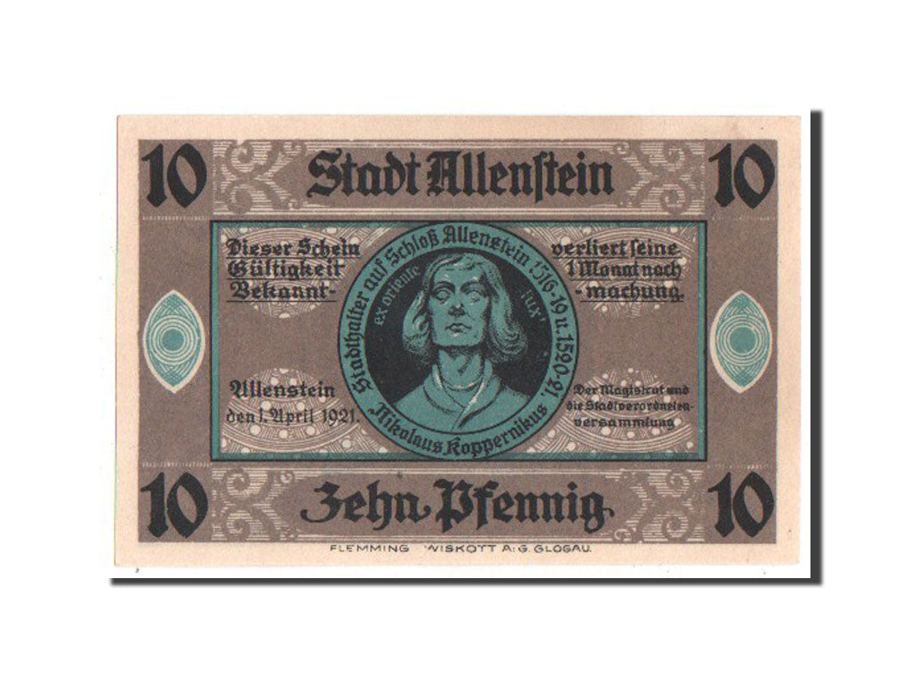 Banknote, Germany, Allenstein, 10 Pfennig, 1921, UNC(63), Mehl:13.1b