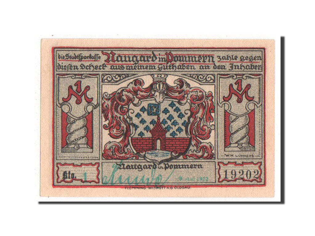 Germany, Naugard Stadtsparkasse, 1 Mark, 1922, UNC(63), 19202, Mehl #923.1a