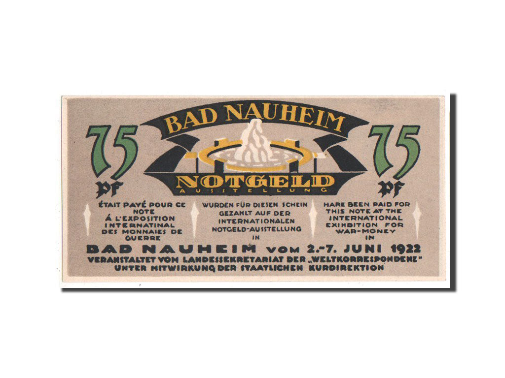 Banknote, Germany, Nauheim Bad Stadt, 75 Pfennig, 1922, UNC(63), Mehl:924.1