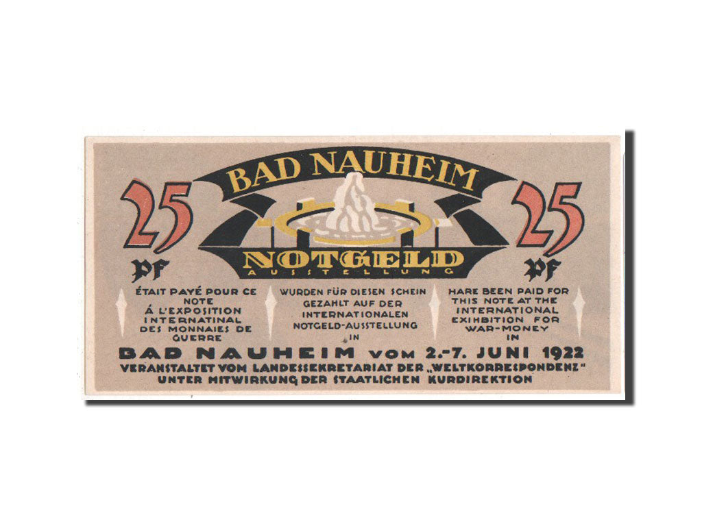 Banknote, Germany, Nauheim Bad Stadt, 25 Pfennig, 1922, UNC(63), Mehl:924.1
