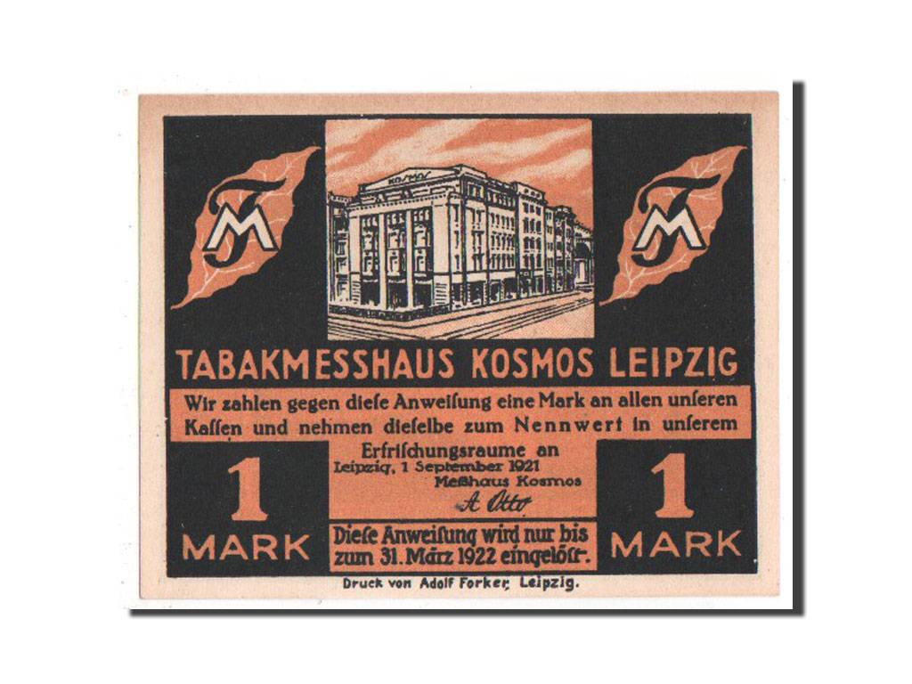 Banknote, Germany, Leipzig Stadt, 1 Mark, 1921, UNC(65-70), Mehl:785.1