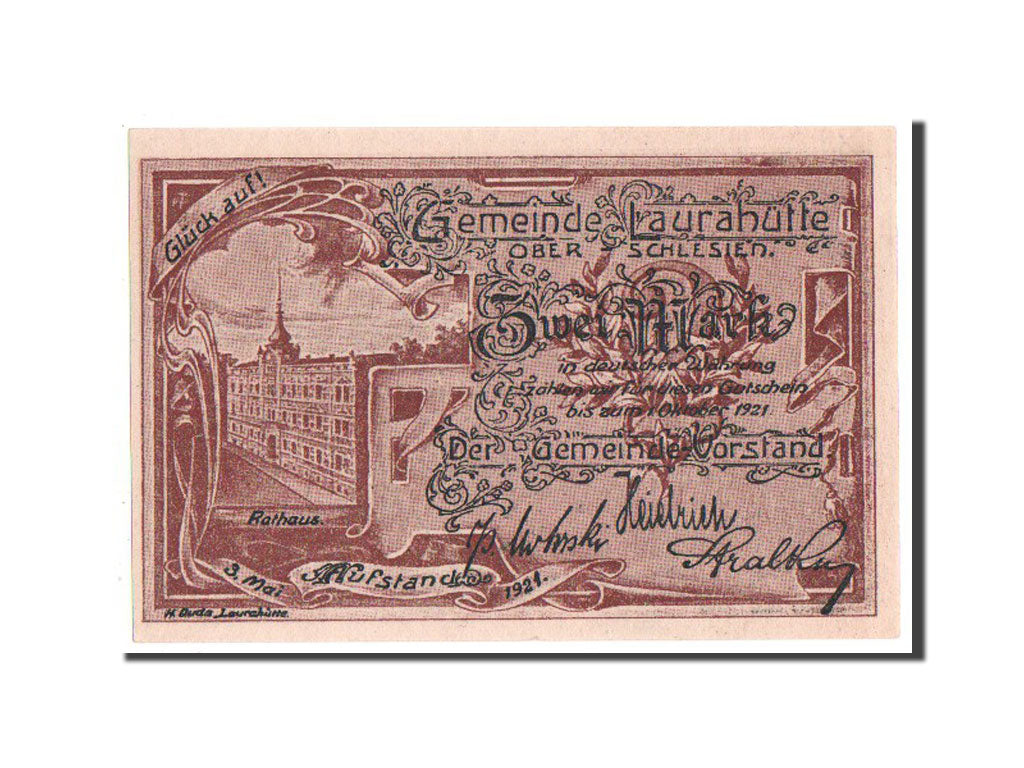 Germany, Oberschlesien, 2 Mark, 1921, UNC(63), Mehl #776.1b