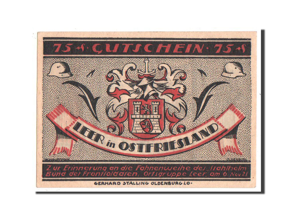 Banknote, Germany, Leer, 75 Pfennig, 1921, UNC(63), Mehl:781.1