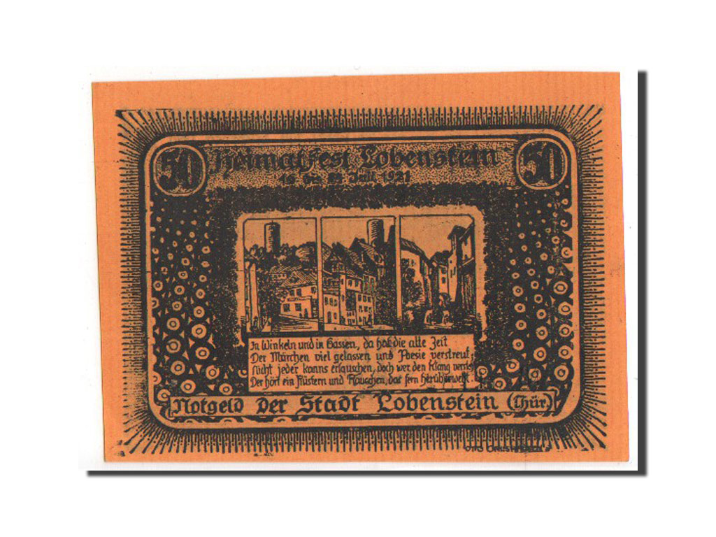 Germany, Lobenstein, 50 Pfennig, 1921, UNC(63), 01181, Mehl #809.2a