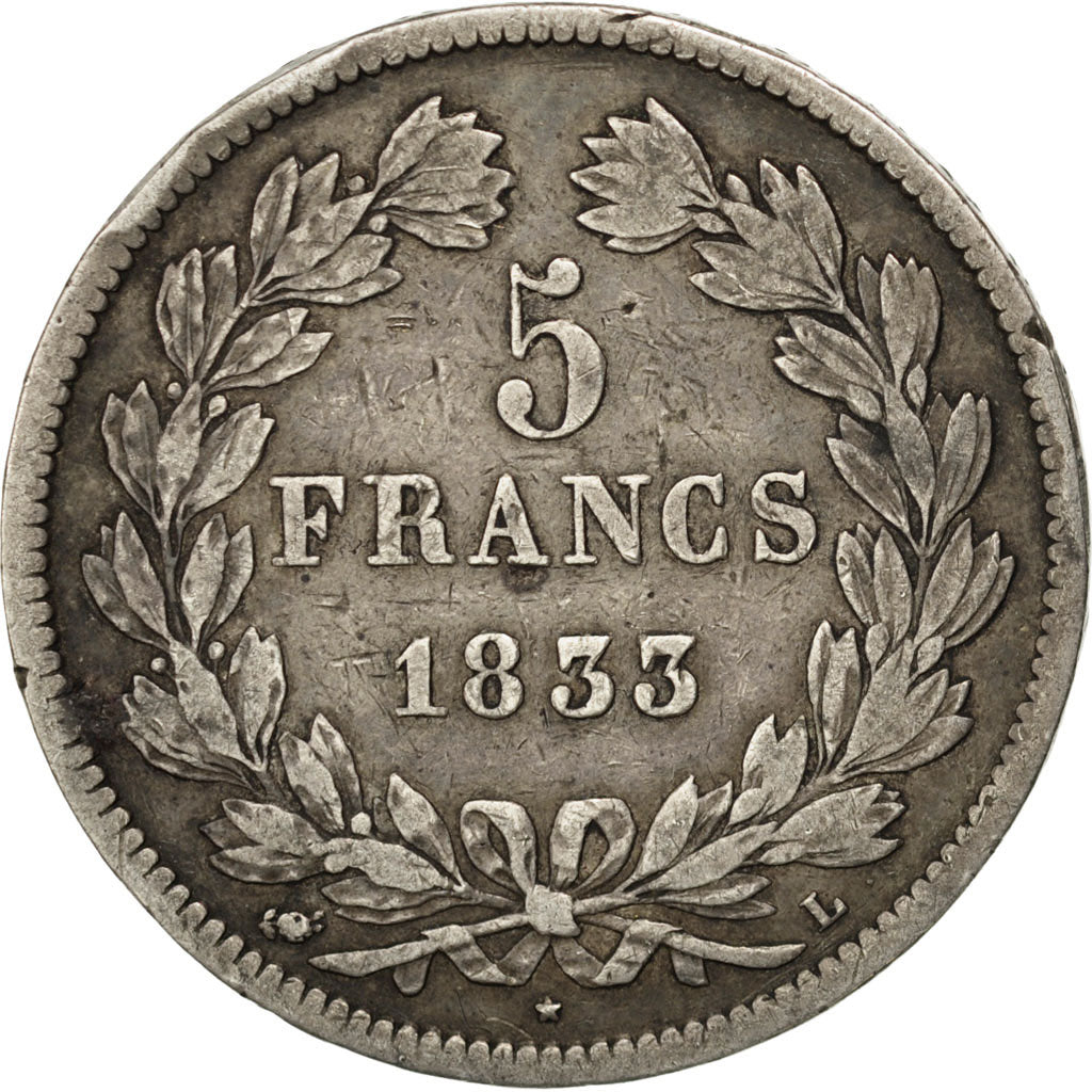 Monnaie, France, Louis-Philippe, 5 Francs, 1833, Bayonne, TB+, Argent, KM:749.8