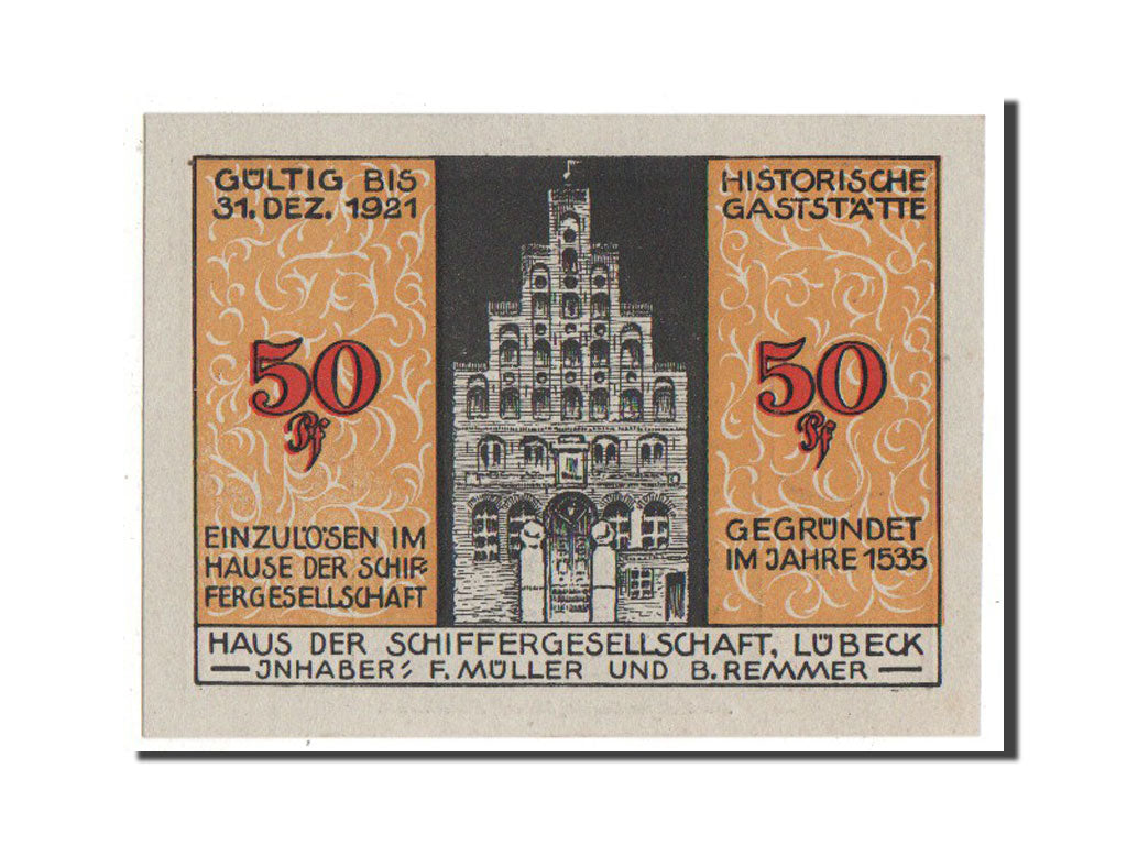 Banknote, Germany, Lübeck, 50 Pfennig, 1921, UNC(63), Mehl:824.1b