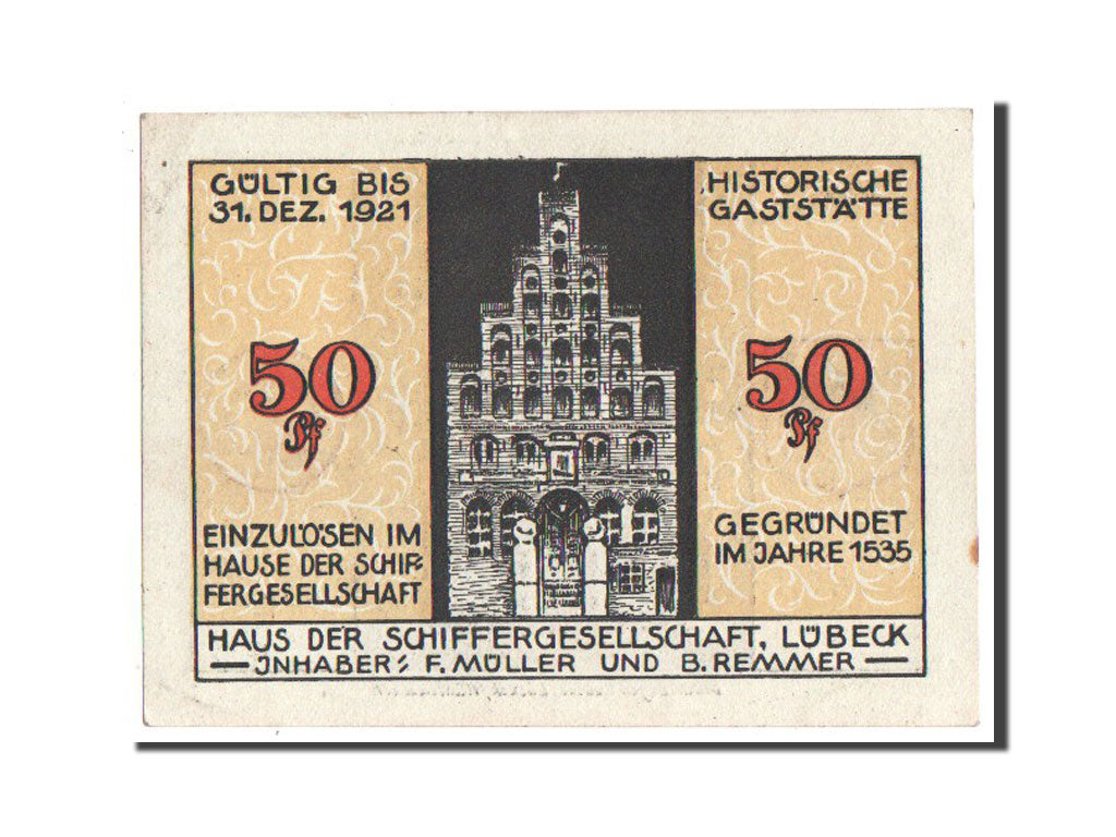 Banknote, Germany, Lübeck, 50 Pfennig, 1921, UNC(63), Mehl:824.1b