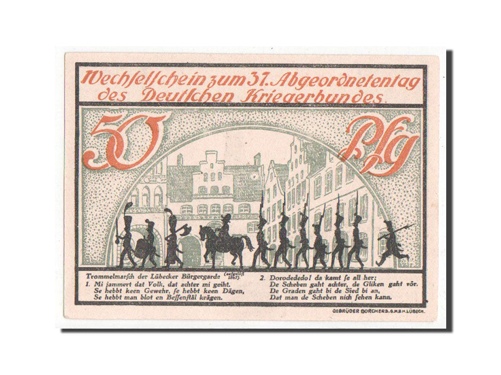 Banknote, Germany, Lübeck, 50 Pfennig, 1921, UNC(63), Mehl:825.1