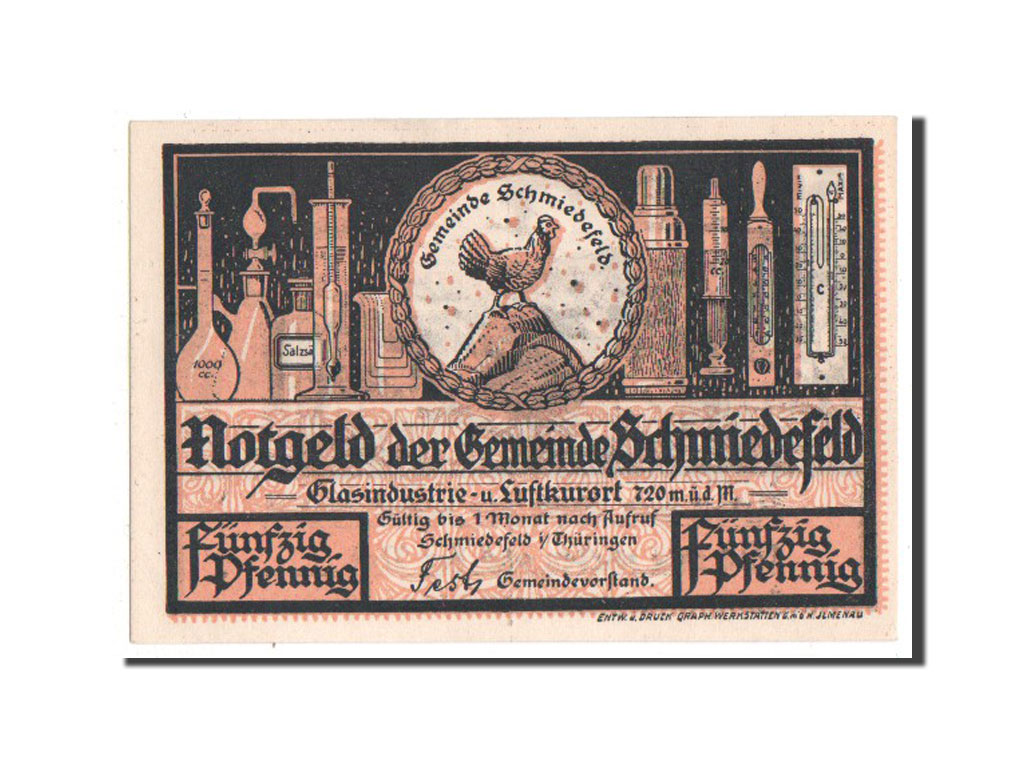 Banknote, Germany, Schmiedfeld Gemeinde, 50 Pfennig, 1921, UNC(63), Mehl:1187.6