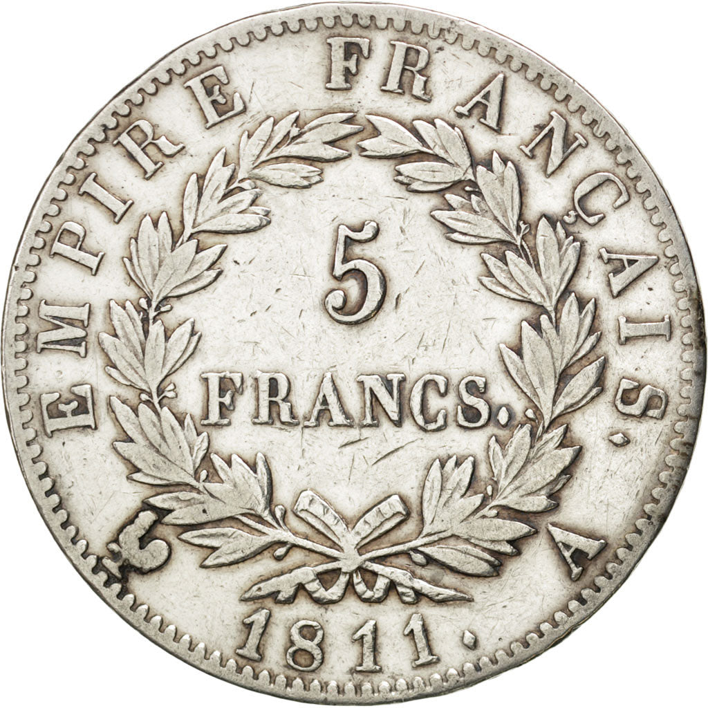 FRANCE, Napoléon I, 5 Francs, 1811, Paris, KM #694.1, EF(40-45), Silver, Gadoury