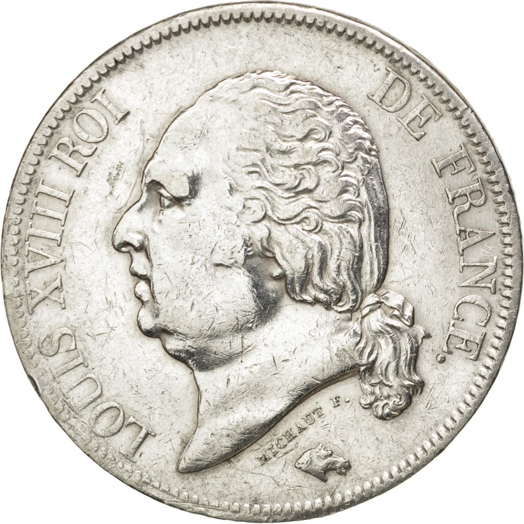 Louis XVIII, second gouvernement royal, 5 Francs buste nu, 1820 A, Paris,...