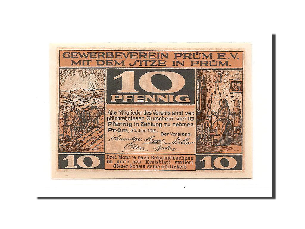 Germany, Prum Gewerbeverein, 10 Pfennig, 1921, UNC(63), Mehl #1079.2