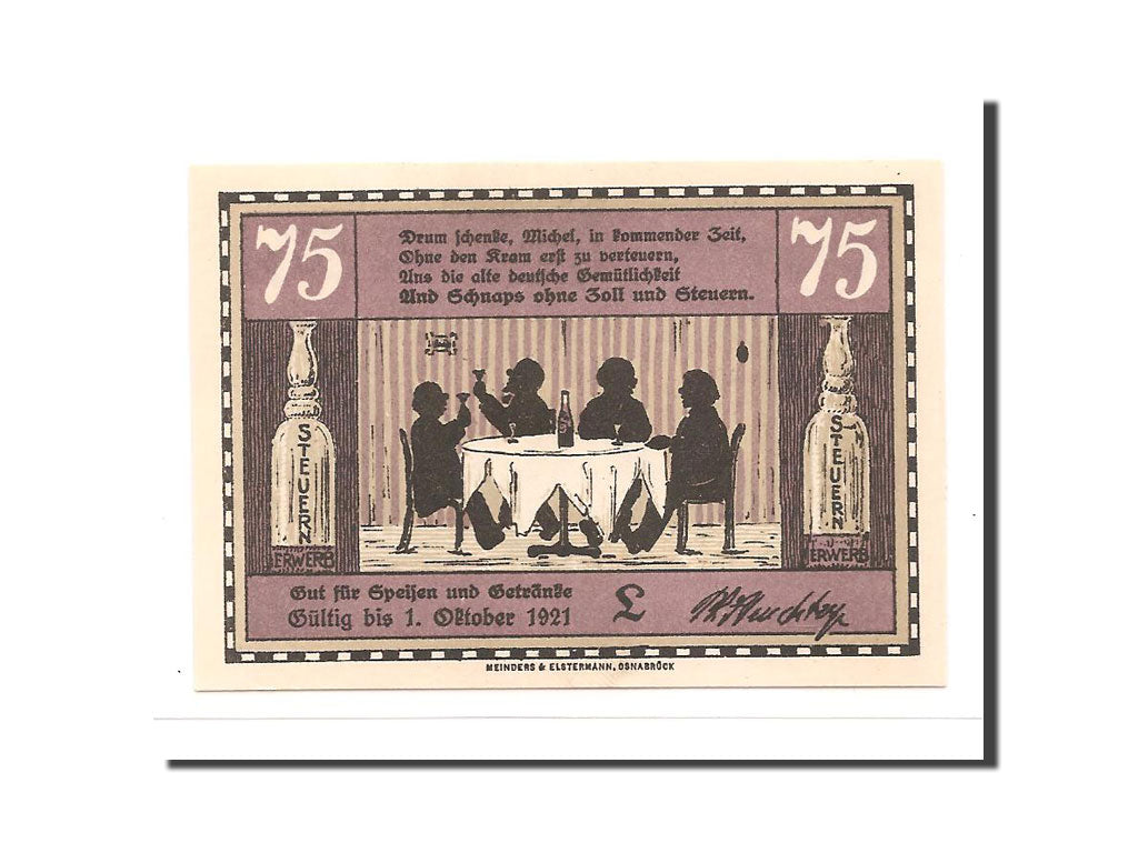 Banknote, Germany, Osnabruck, 75 Pfennig, 1921, UNC(65-70), Mehl:1029.2