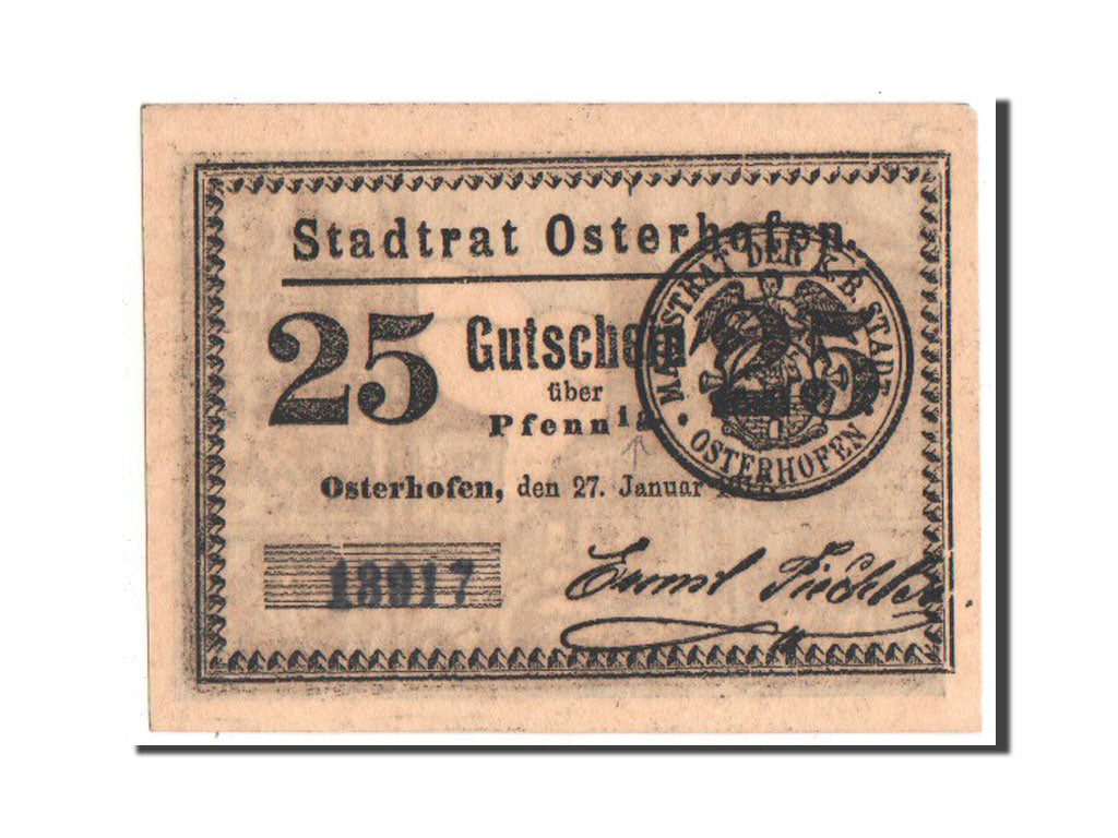 Banknote, Germany, Bayern, 25 Pfennig, 1917, AU(55-58), Mehl:1034.1a