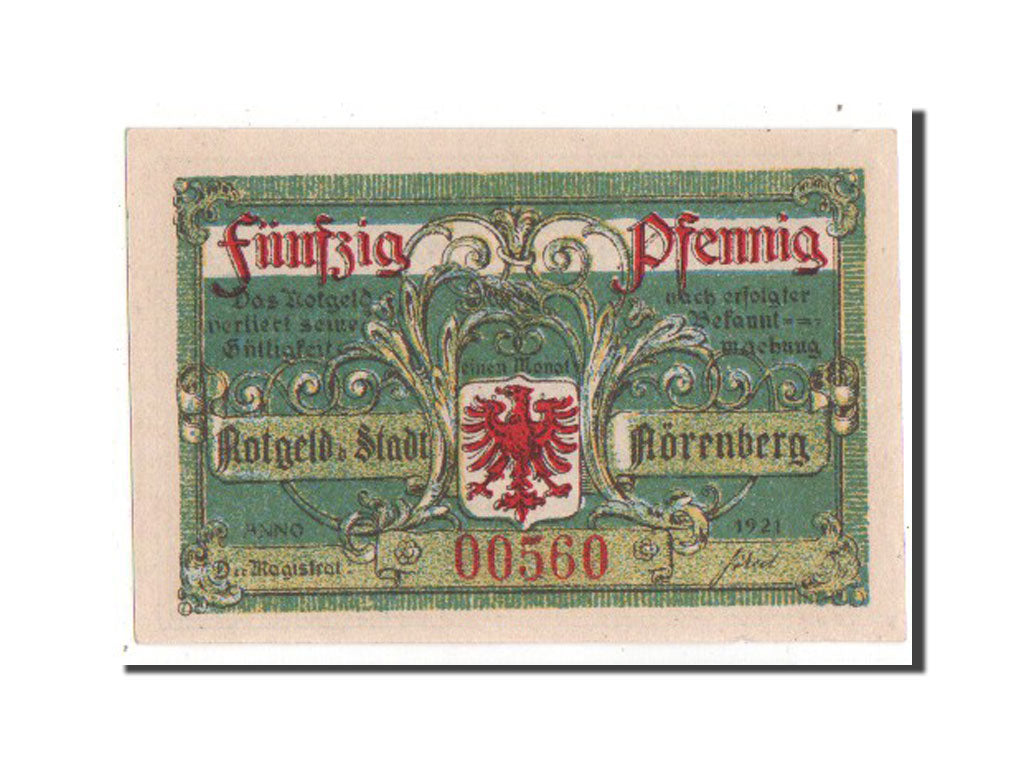 Billet, Allemagne, Norenberg Stadt, 50 Pfennig, 1921, SPL, Mehl:979.43