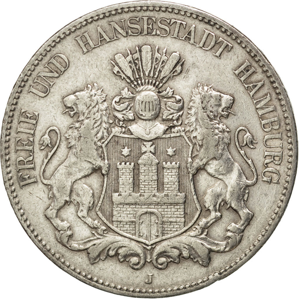 Stati tedeschi, HAMBURG, 5 Mark, 1904, Hamburg, BB, Argento, KM:610