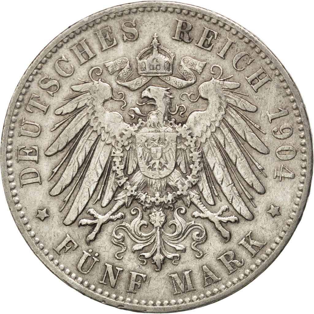 Stati tedeschi, HAMBURG, 5 Mark, 1904, Hamburg, BB, Argento, KM:610