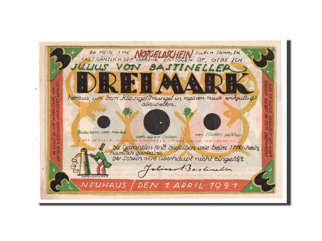 Germany, Neuhaus, 3 Mark, 1921, UNC(60-62), Mehl #944.3