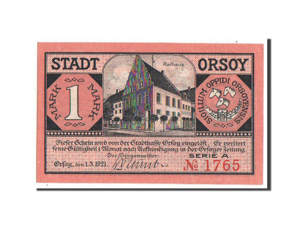 Germany, Orsoy Stadt, 1 Mark, 1921, UNC(63), 1765, Mehl #1026.1c