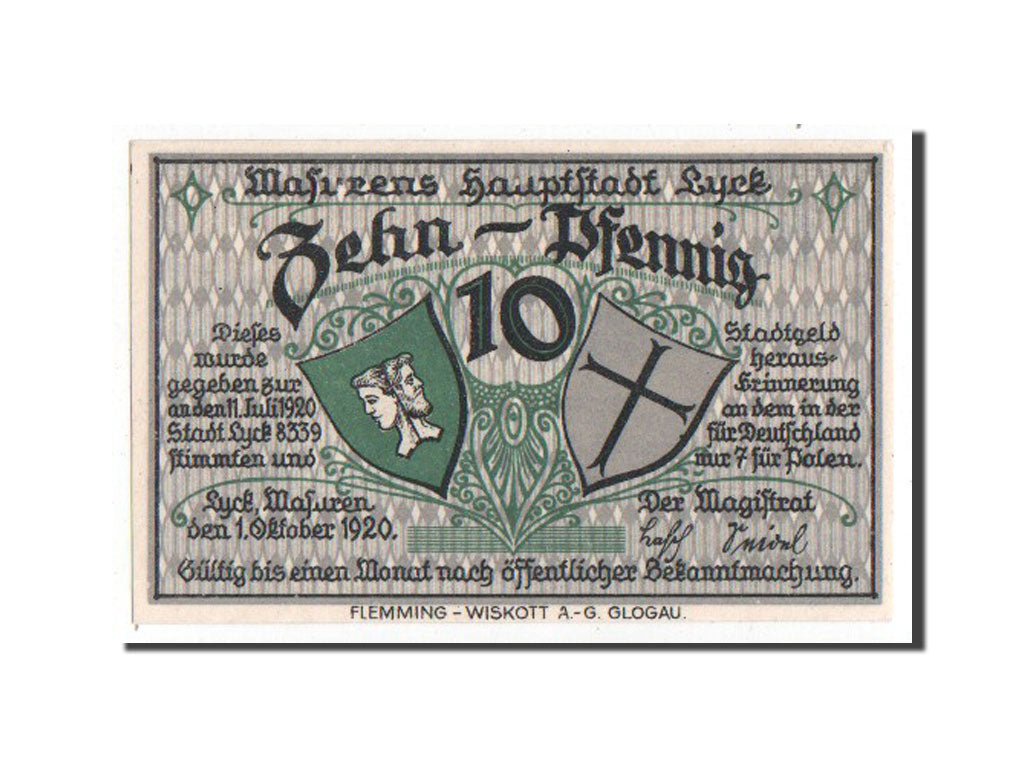 Banknote, Germany, Lyck Stadt, 10 Pfennig, 1921, UNC(63), Mehl:849.1b